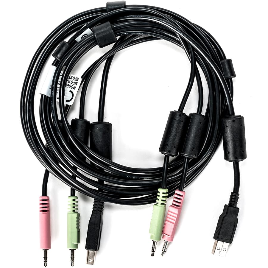 6 ft USB and dual-audio cable assembly for organized device connections