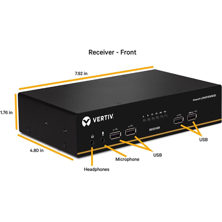 Vertiv LV5020P-001 LongView DP USB audio CATx extender for 150 meter remote KVM