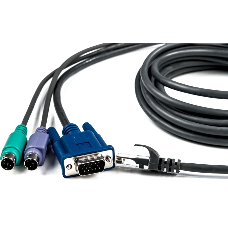 Vertiv 15 ft PS2 CAT5 integrated access cable in black