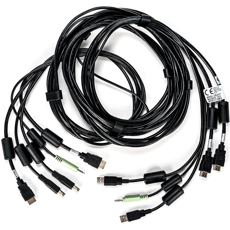 Vertiv CBL0117 10 ft KVM cable assembly with dual HDMI, dual USB, and audio connectors