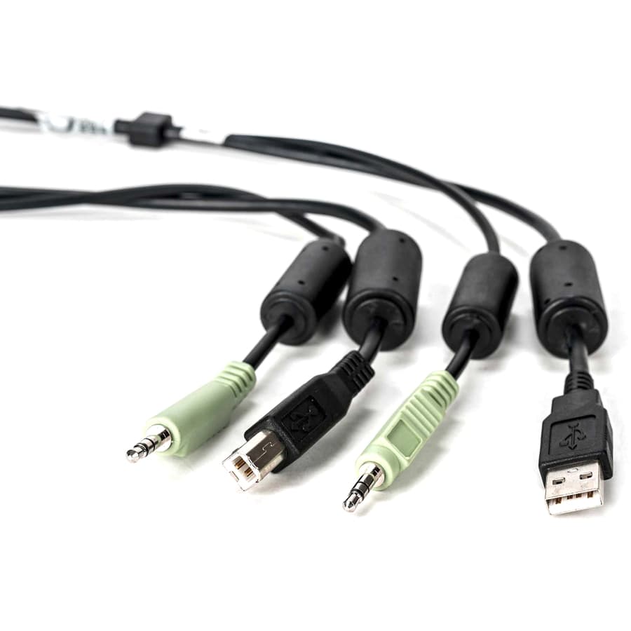 Vertiv CBL0131 10 ft KVM cable assembly with USB Type B and Type A connectors plus stereo audio leads