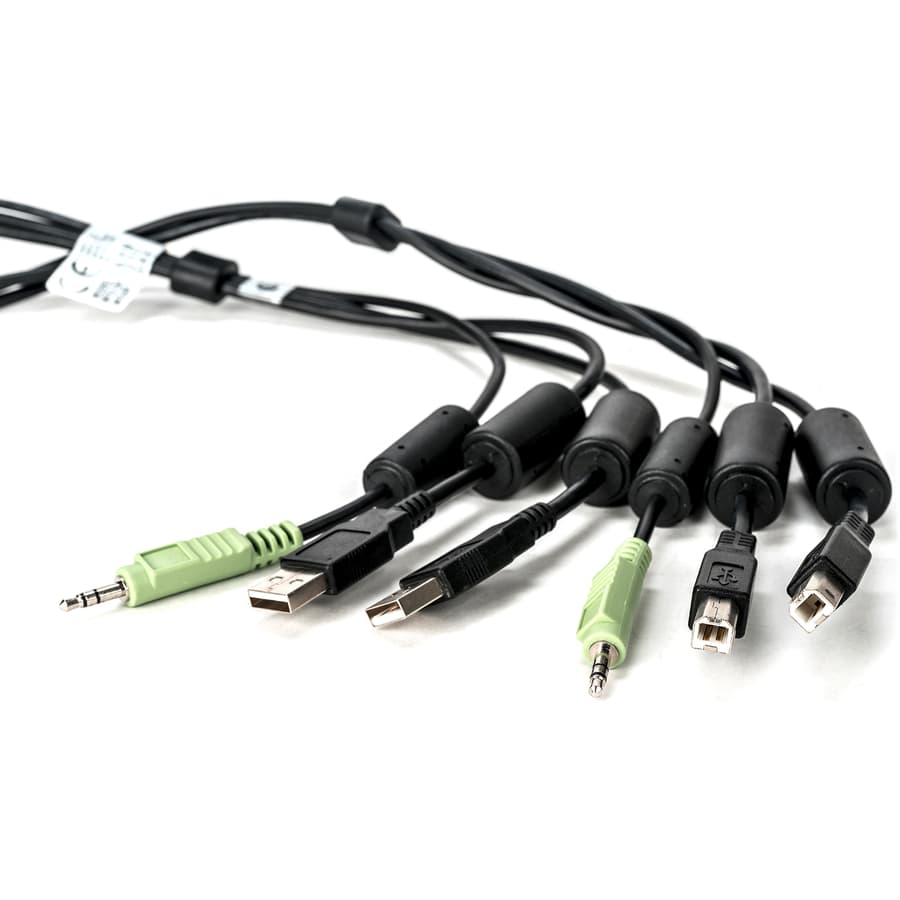 Vertiv CBL0133 10 ft KVM cable assembly with USB Type B and Type A connectors plus stereo audio leads