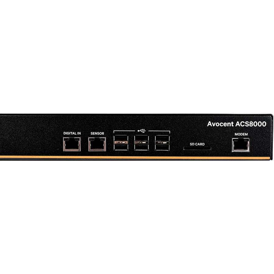 Vertiv ACS8032MDAC-400 32-port rack mount console server with dual AC power and analog modem support