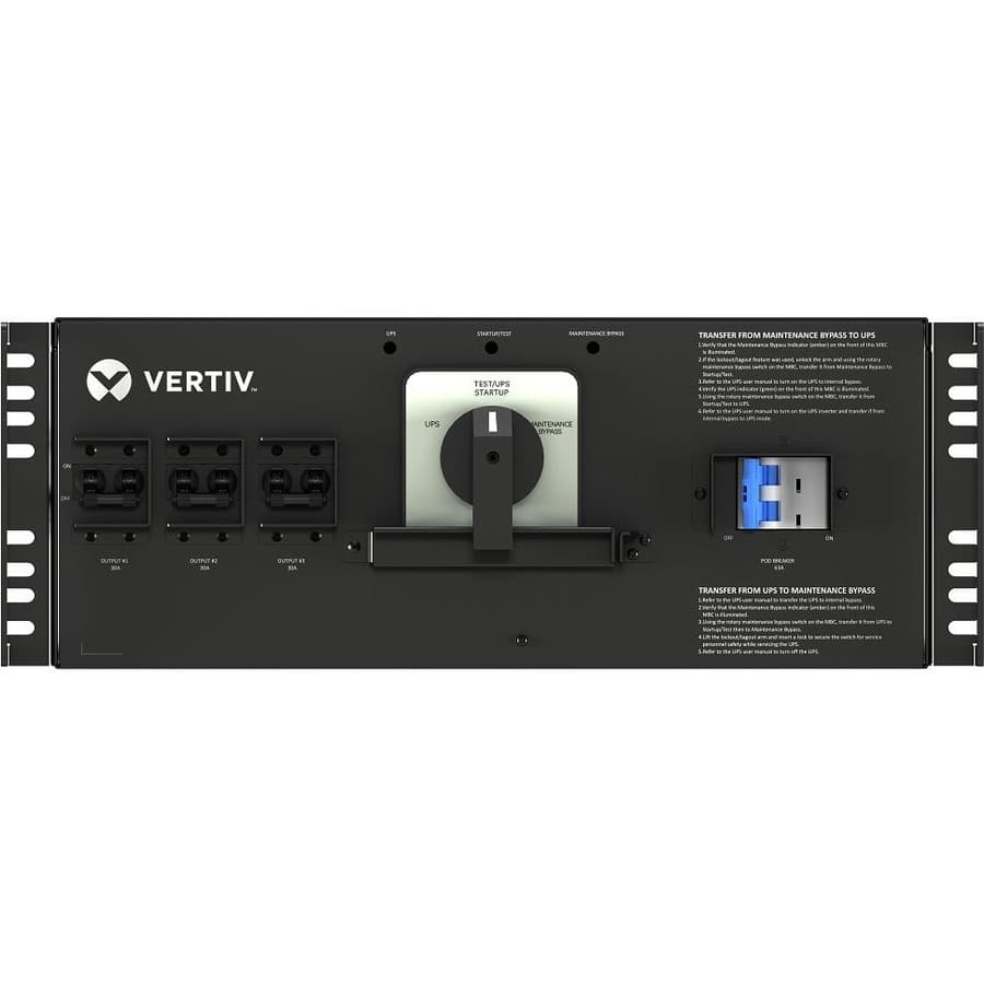 Vertiv GXT5 VMBC-20KMVRT4U maintenance bypass cabinet for 15/20 kVA UPS systems, rack mount, 208V/120V