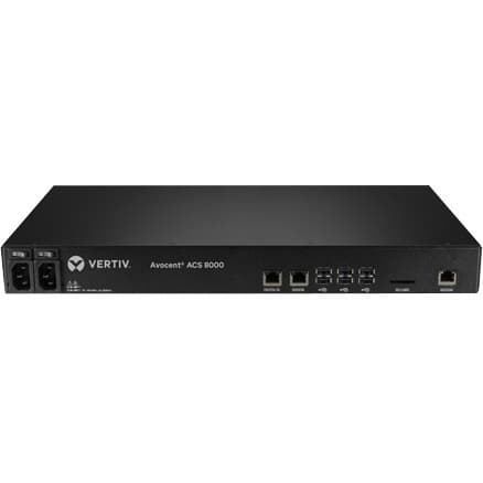 Vertiv ACS8008SDC-400 8-port console server with single DC power supply, rack mount, TAA compliant
