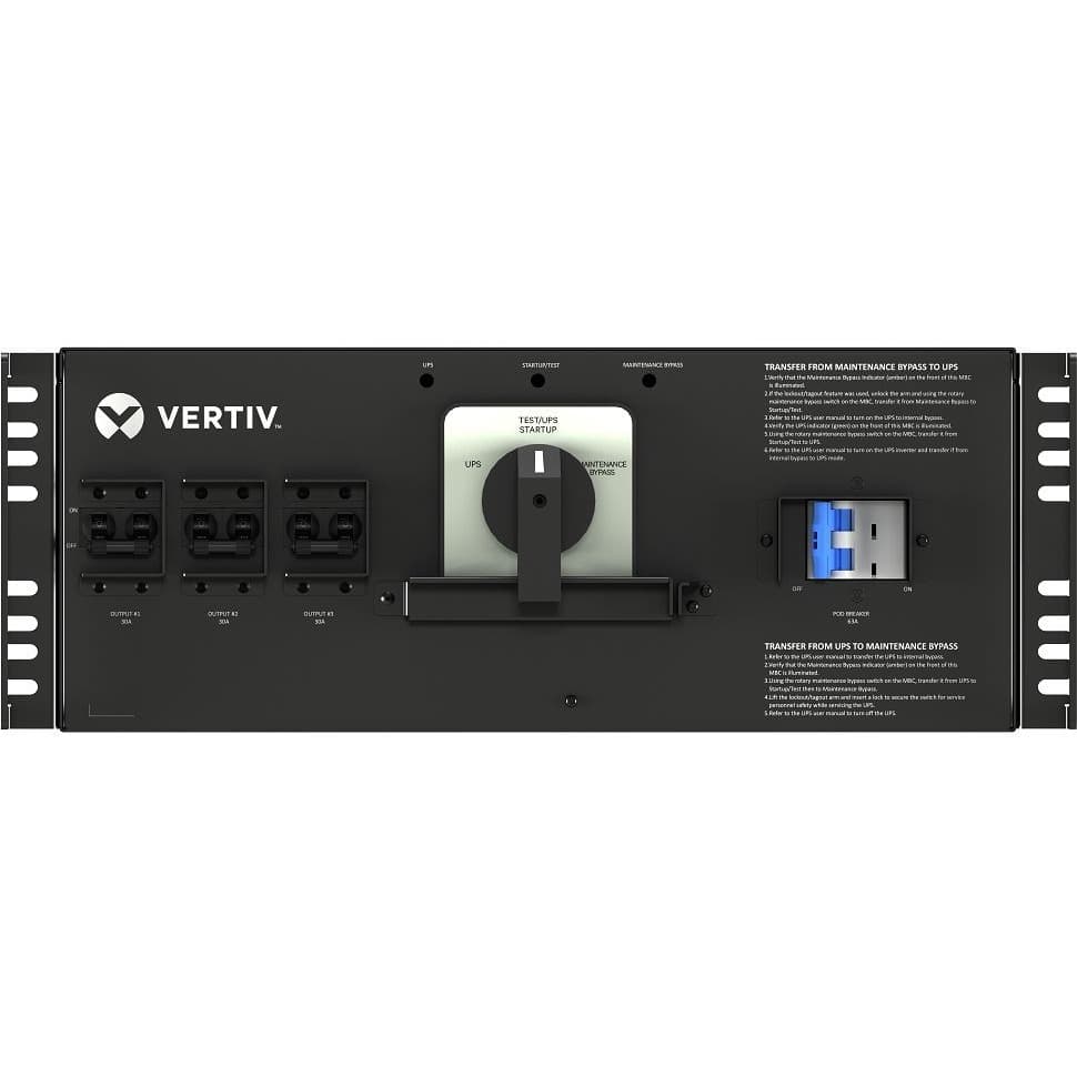 Vertiv GXT5 VMBC-20KMVRT4U maintenance bypass cabinet for 15/20 kVA UPS systems, rack mount, 208V/120V