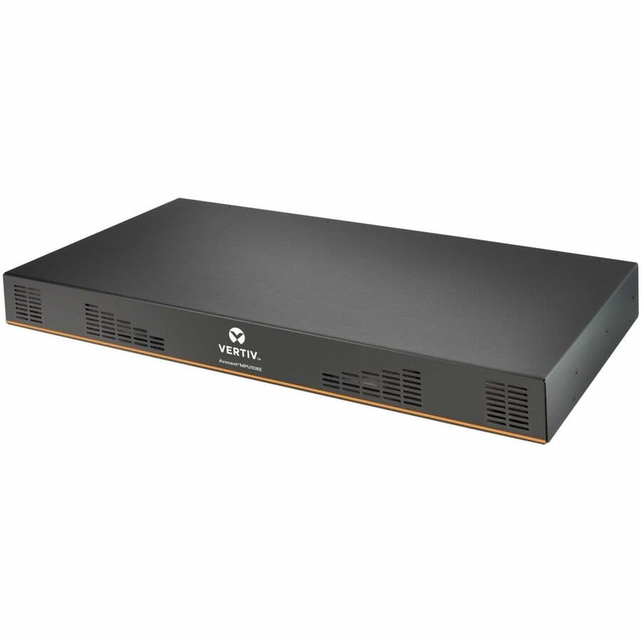 Vertiv MPU108EDAC-400 8-port digital KVM switch with dual AC power supplies for rack-mounted server management