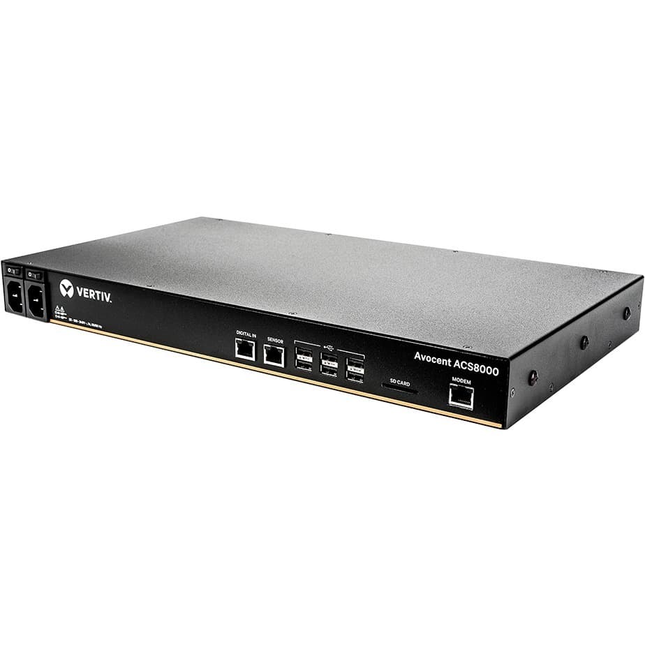 Vertiv ACS8032MDAC-400 32-port rack mount console server with dual AC power and analog modem support
