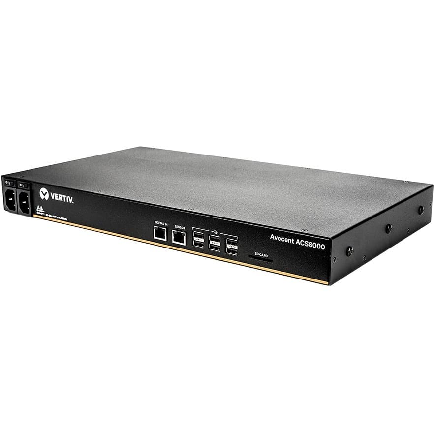 Vertiv ACS8048DAC-400 48-port rack mount console server with dual AC power and analog modem support