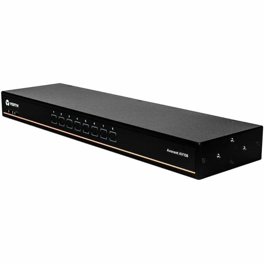 Vertiv 8-port 1U analog KVM switch with 8 VGA cables for rack or desktop use