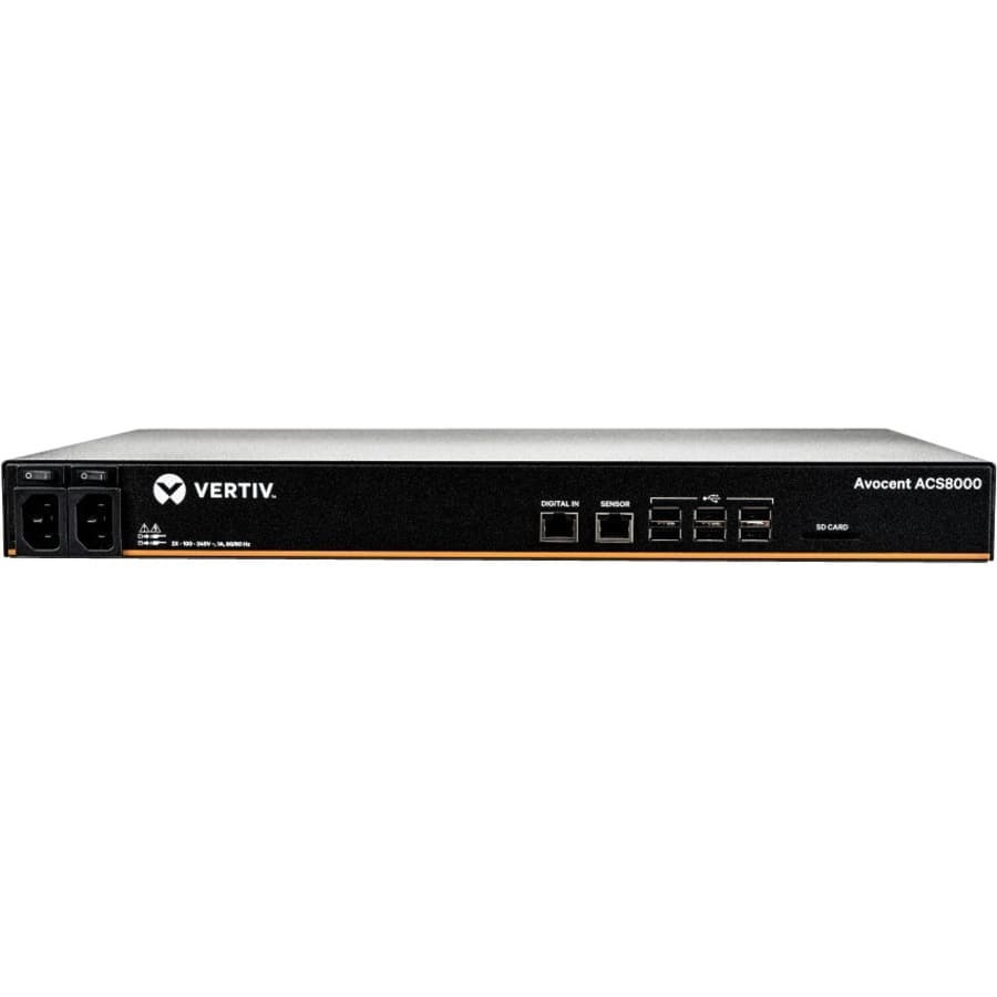 Vertiv ACS8048DAC-400 48-port rack mount console server with dual AC power and analog modem support