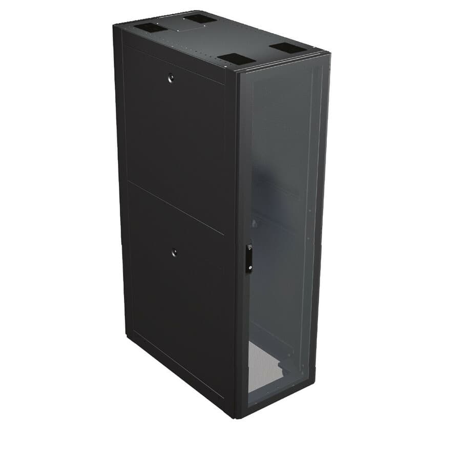 Vertiv DCE 45U floor standing rack with perforated doors, locking side panels, and casters