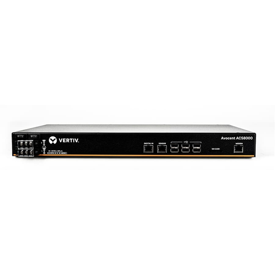 Vertiv ACS8048MDDC-400 48-port ACS console server with dual DC power and analog modem support