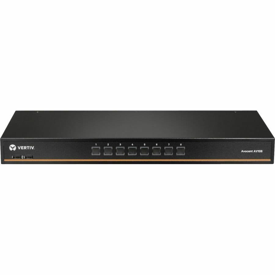 Vertiv 8-port 1U analog KVM switch with 8 VGA cables for rack or desktop use