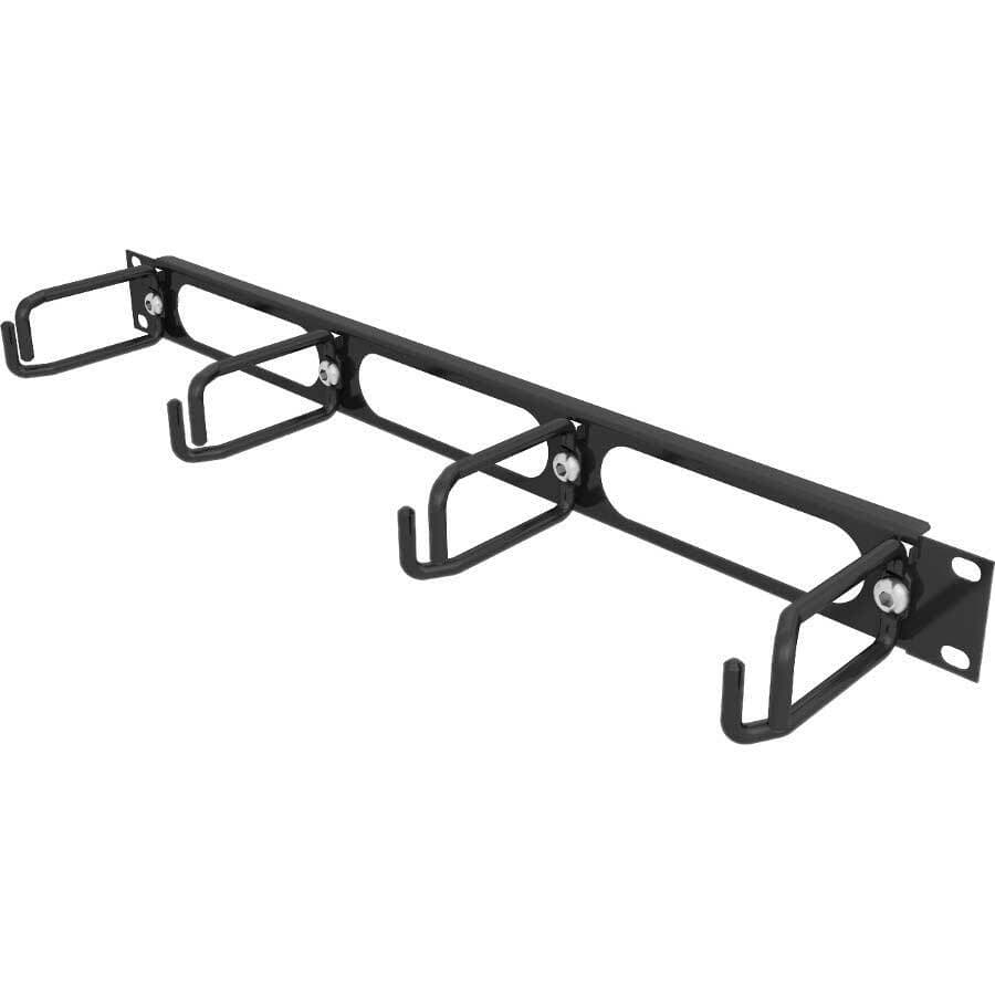 Vertiv VRA1000 1U horizontal cable manager with metal D rings, black, rack mount