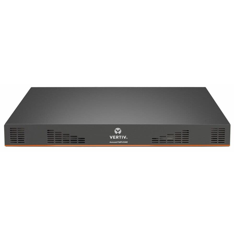 Vertiv MPU108EDAC-400 8-port digital KVM switch with dual AC power supplies for rack-mounted server management