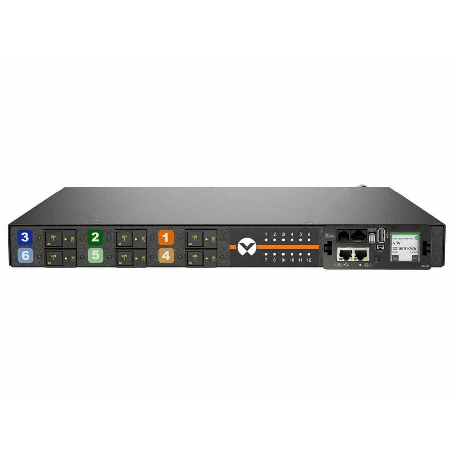 RPDU, MONITORED OUTLET LEVEL EC, 30A, 240/415V WYE, 17.2KW, HORIZONTAL, (12) COM view 3